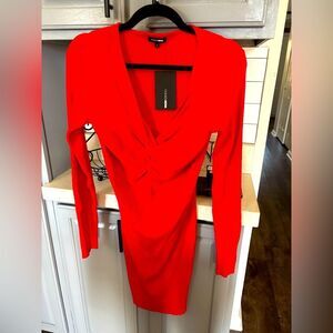 Elegant Apple Red Bodycon Sweater Dress by Fashionnova, NWT
